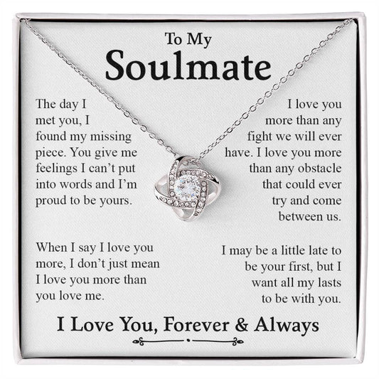 To My Soulmate | I Love You, Forever & Always - Love Knot Necklace